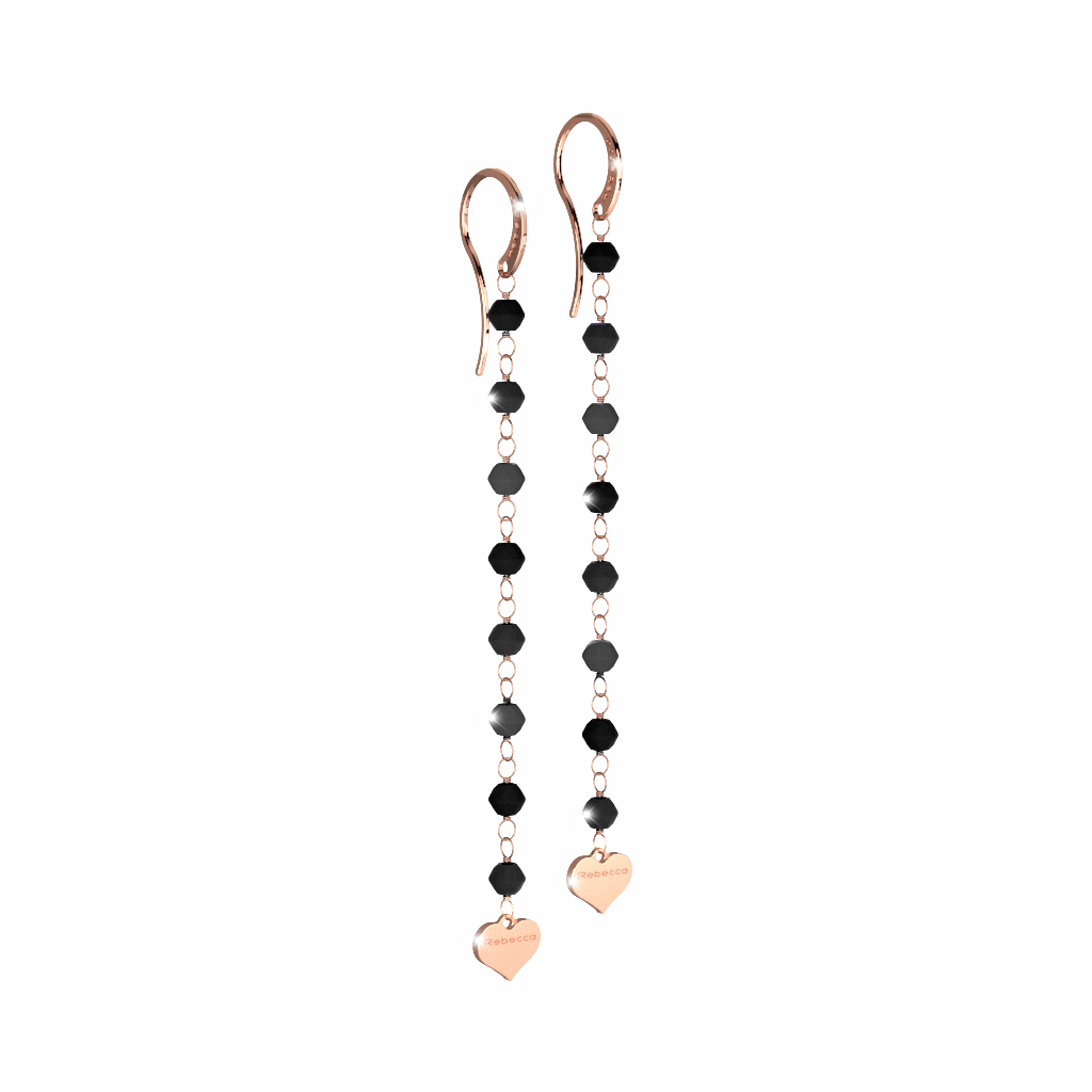 Rebecca Pepite 925 Silver Drop Earrings Hydrothermal With Black Stone