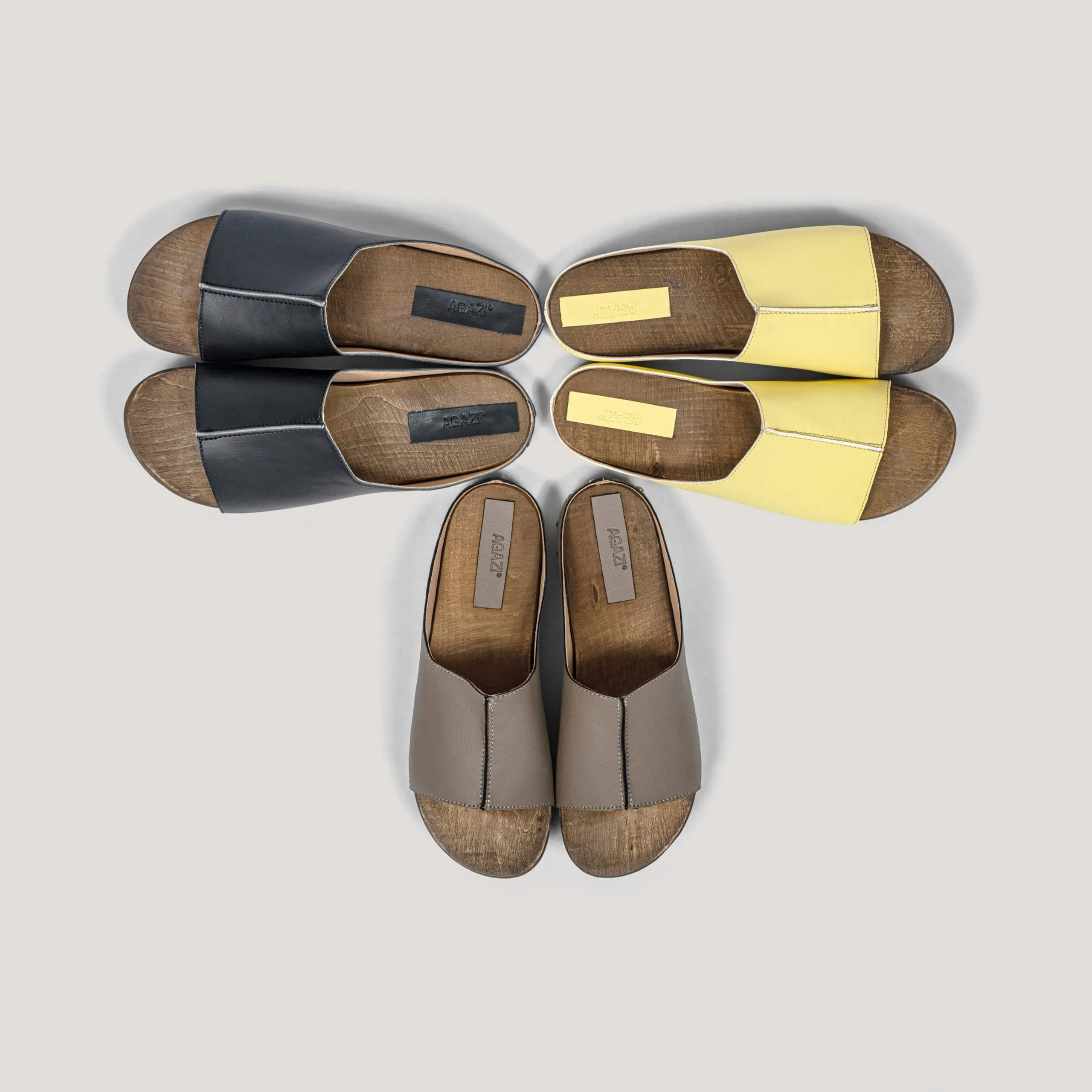 Recycelte Vegane Leder Holz Vegane Clogs | Khaki