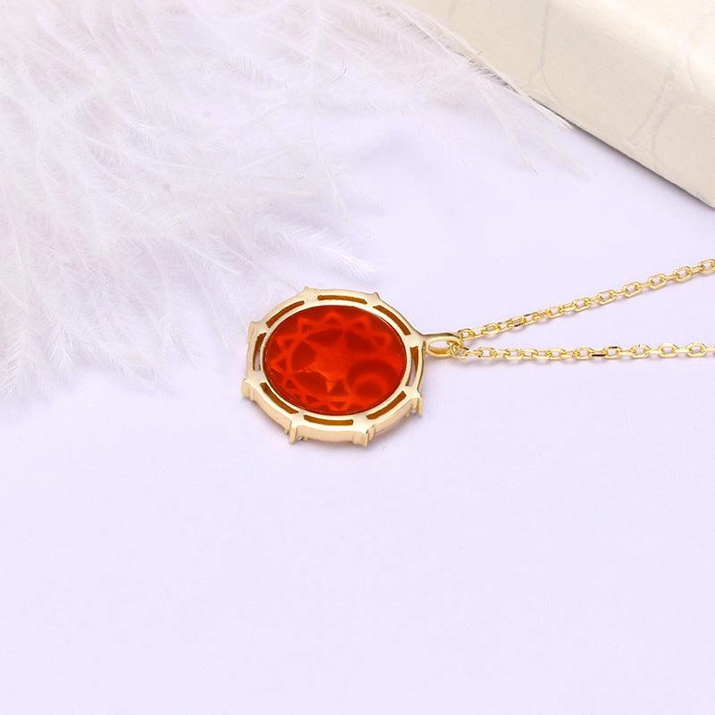 Red Agate Star Moon Collar Necklace