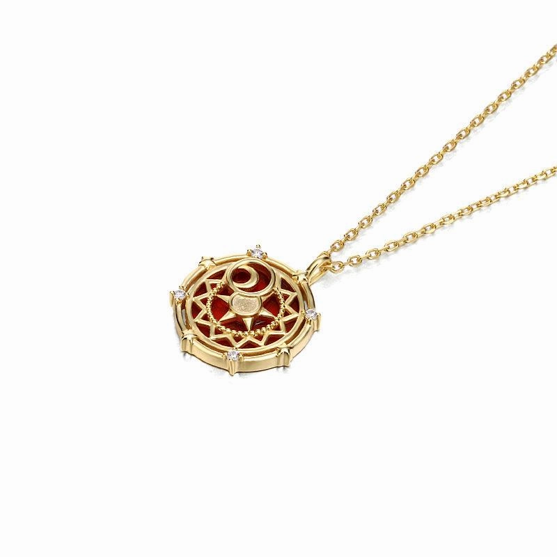 Red Agate Star Moon Collar Necklace