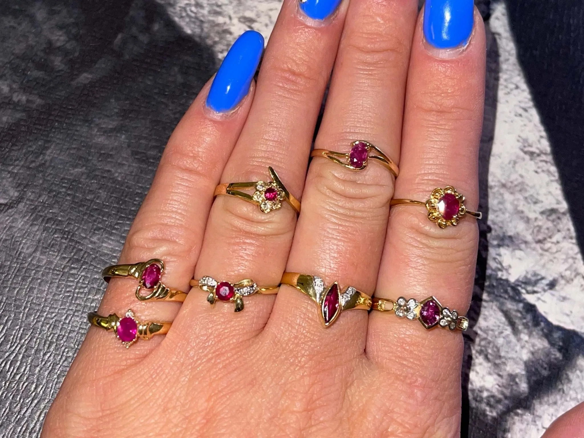 Red Ruby and Diamond Ring in 14k Yellow Gold