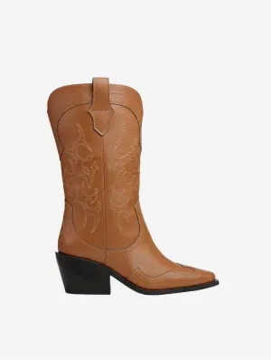 Regan II Vegane Apfel-Leder Cowboystiefel | Ingwer