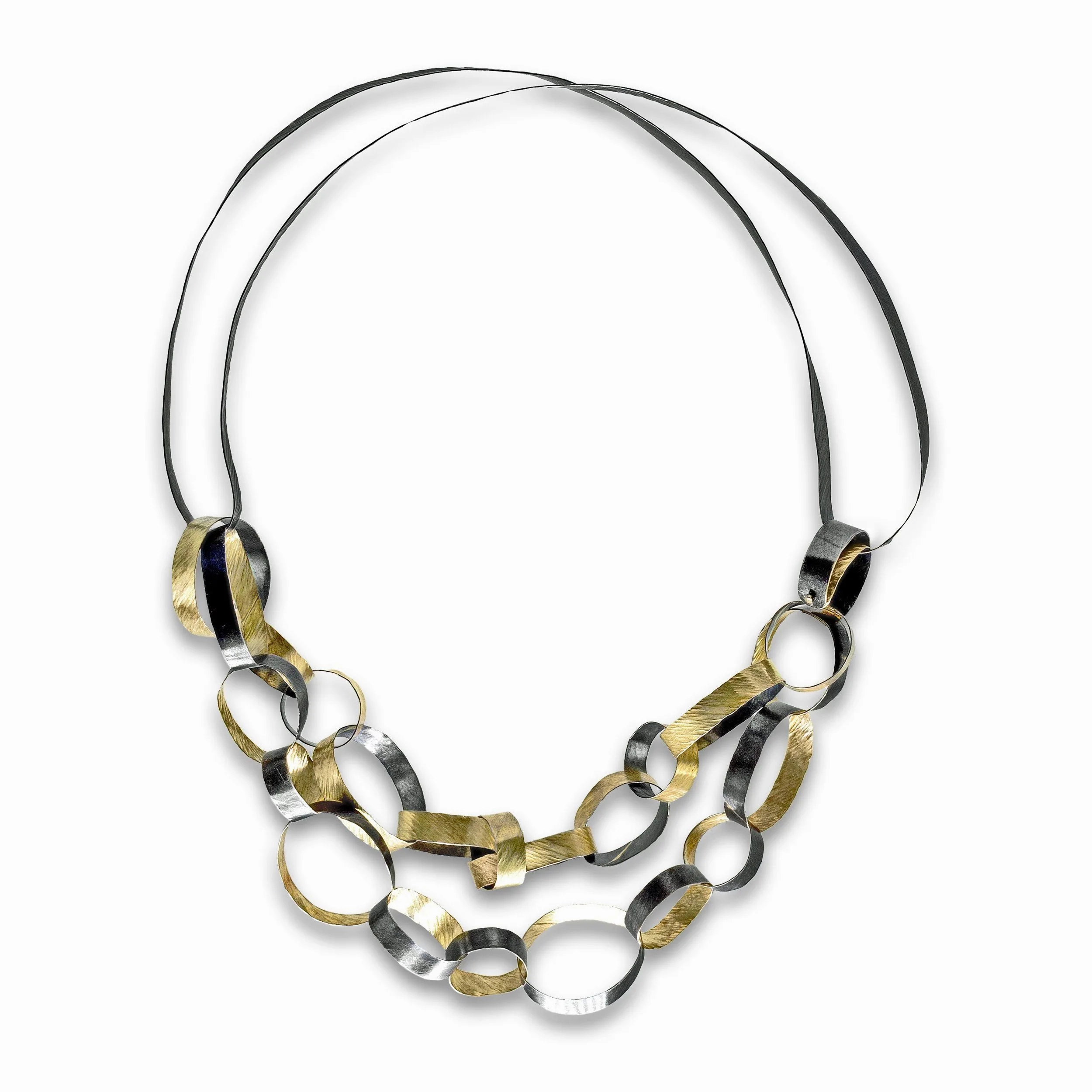 Reiko Ishiyama Linked Rings Silver Gold Handmade Necklace