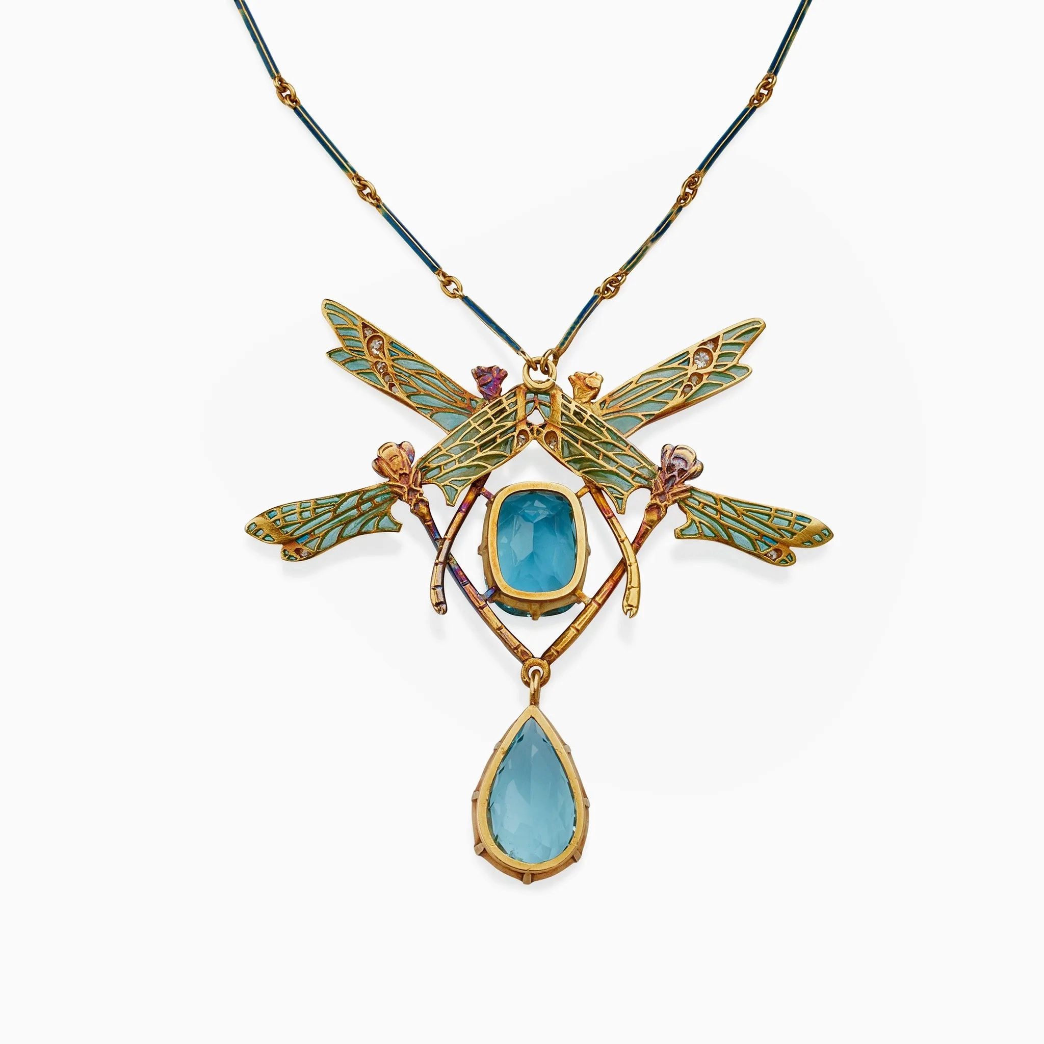 Ren?? Lalique &quot;Four Dragonflies&quot; Pendant Necklace
