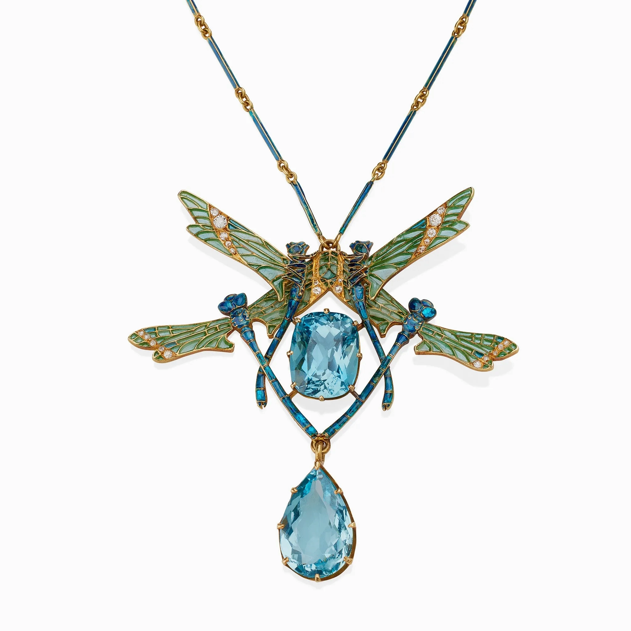 Ren?? Lalique &quot;Four Dragonflies&quot; Pendant Necklace