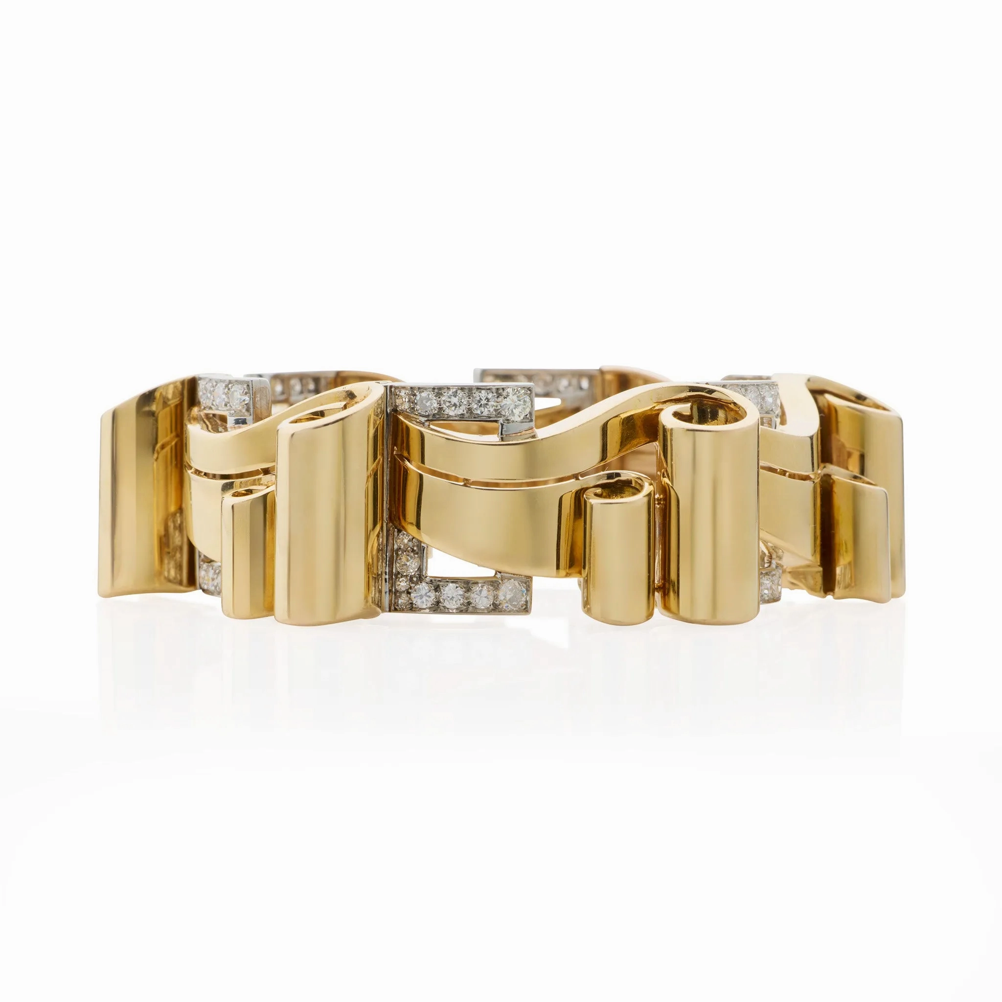 Retro 18K Gold and Diamond Bracelet