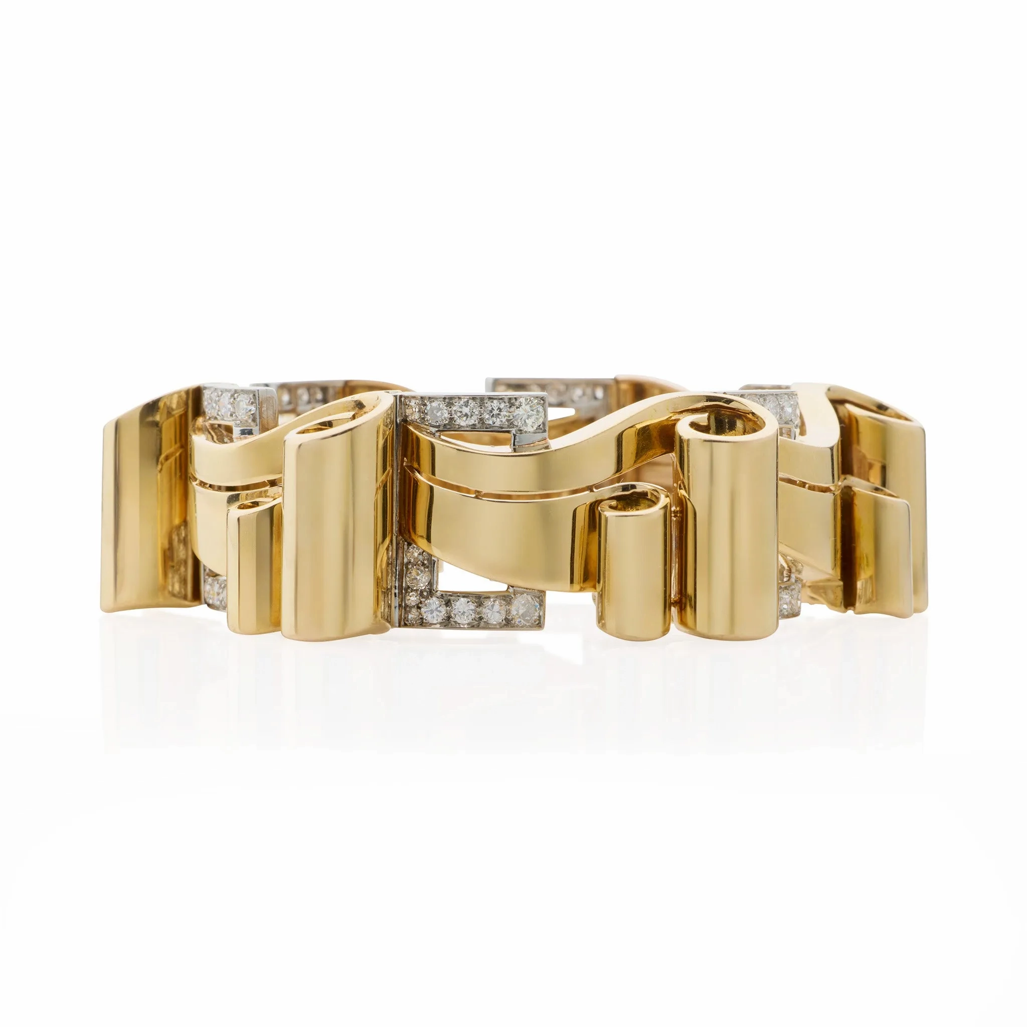 Retro 18K Gold and Diamond Bracelet