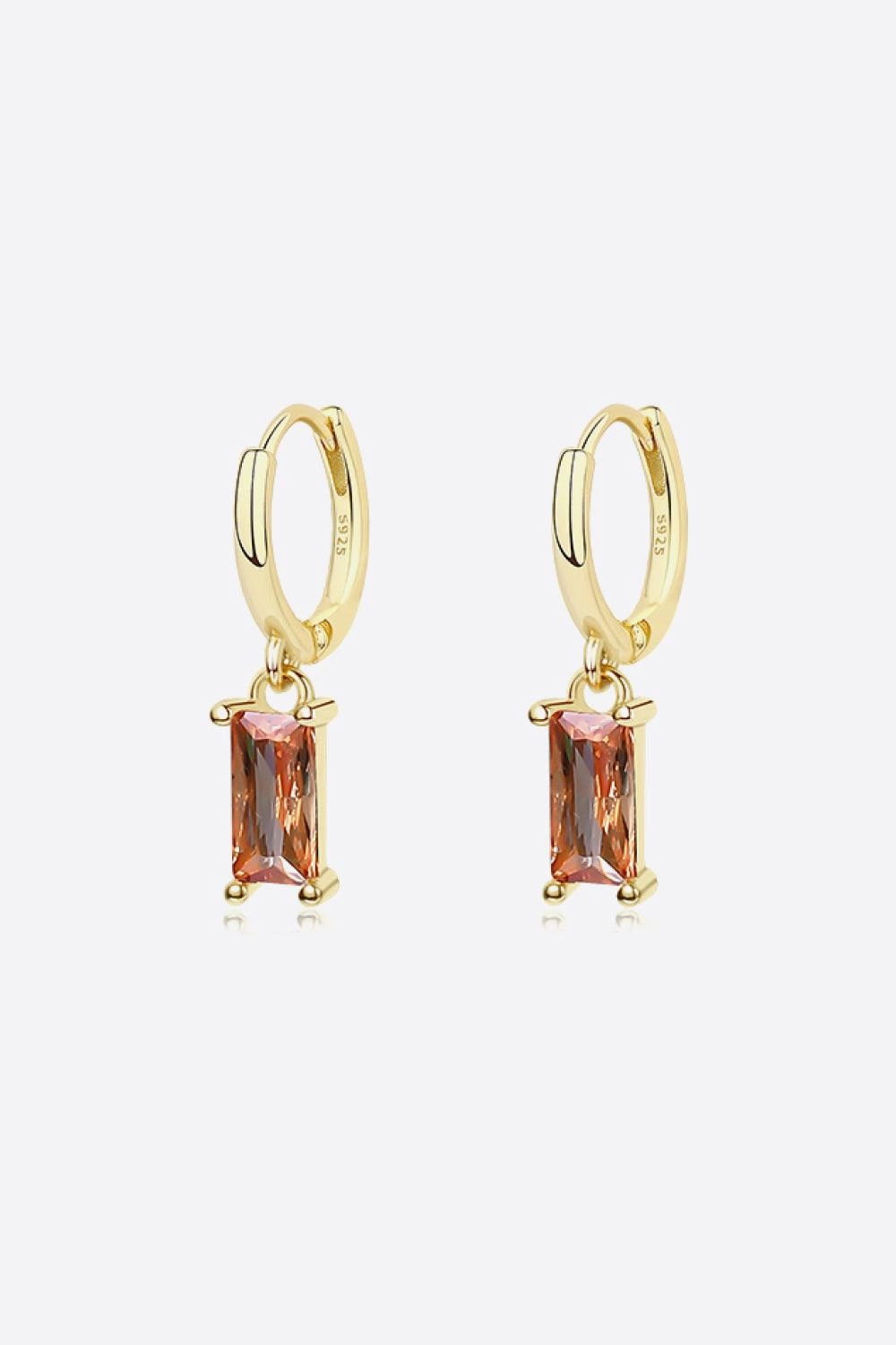 Retro 925 Sterling Silver Cubic Zirconia Drop Earrings 