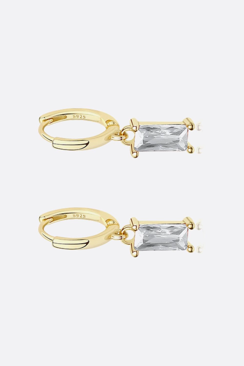 Retro 925 Sterling Silver Cubic Zirconia Drop Earrings