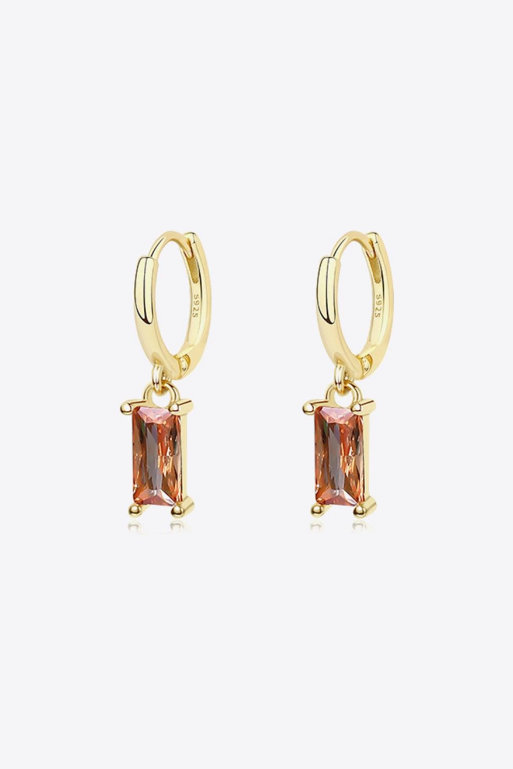 Retro 925 Sterling Silver Cubic Zirconia Drop Earrings 