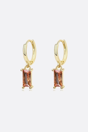 Retro 925 Sterling Silver Cubic Zirconia Drop Earrings 