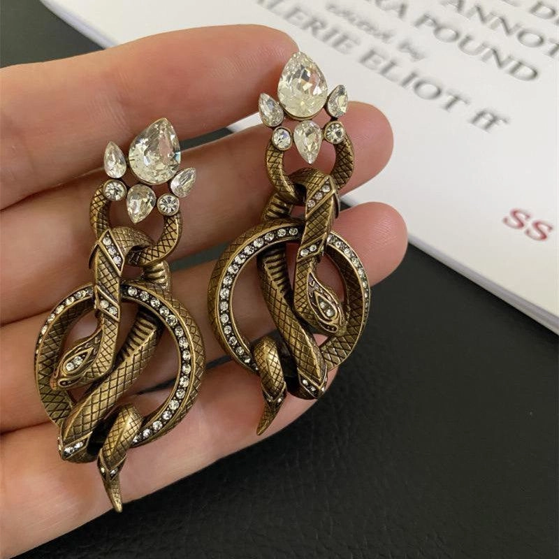 Retro Earrings Exaggerate The Temperament Of Court Snake Print 