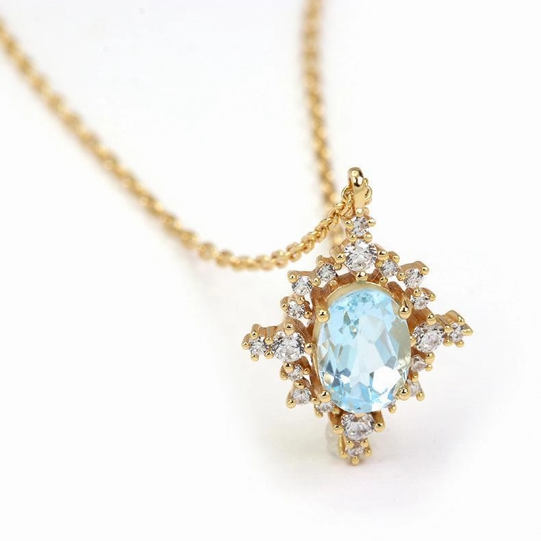 Retro Natural Sky Blue Necklace