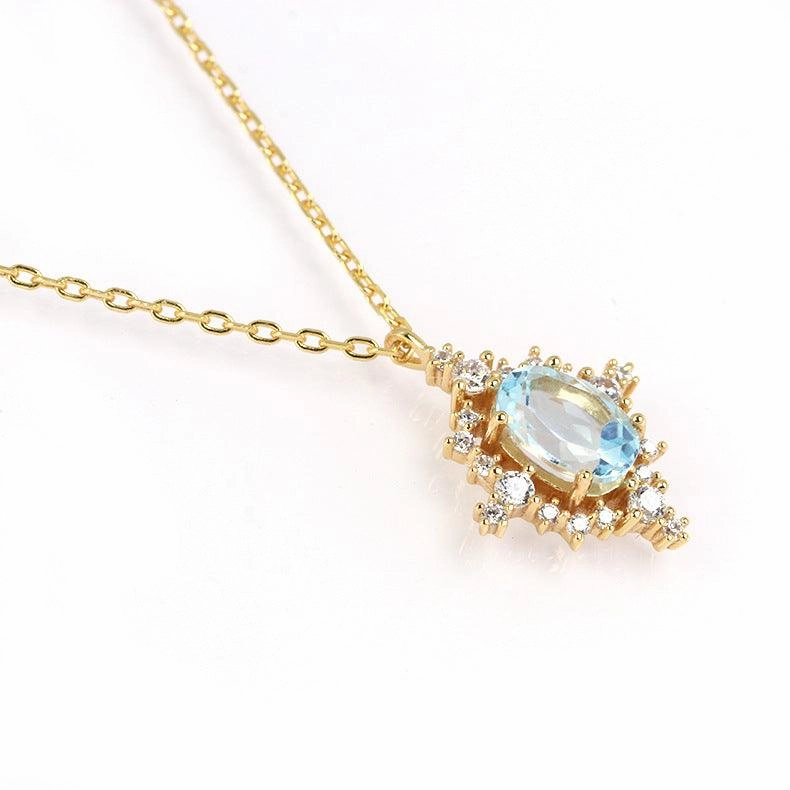 Retro Natural Sky Blue Necklace