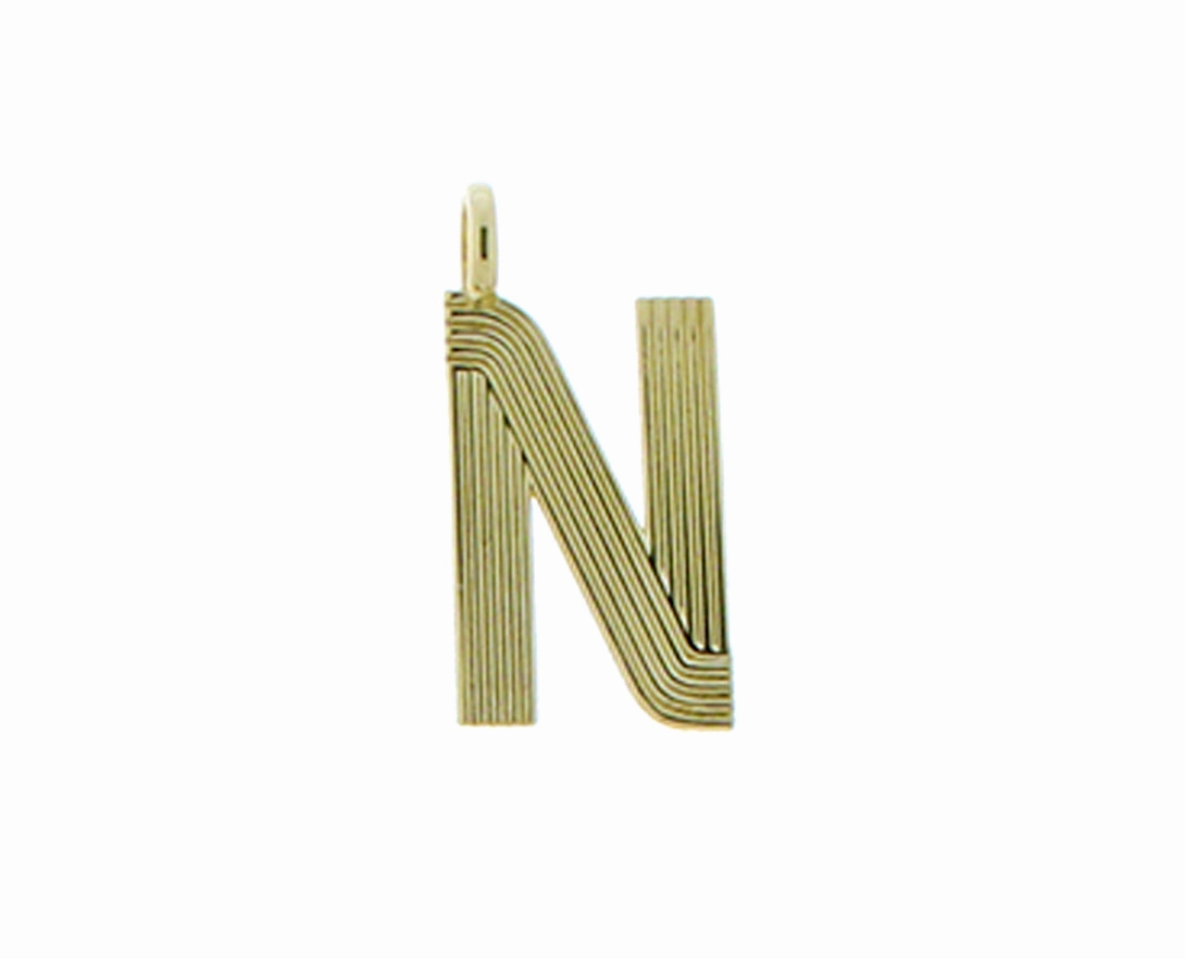 Retro style yellow 9K letter pendants