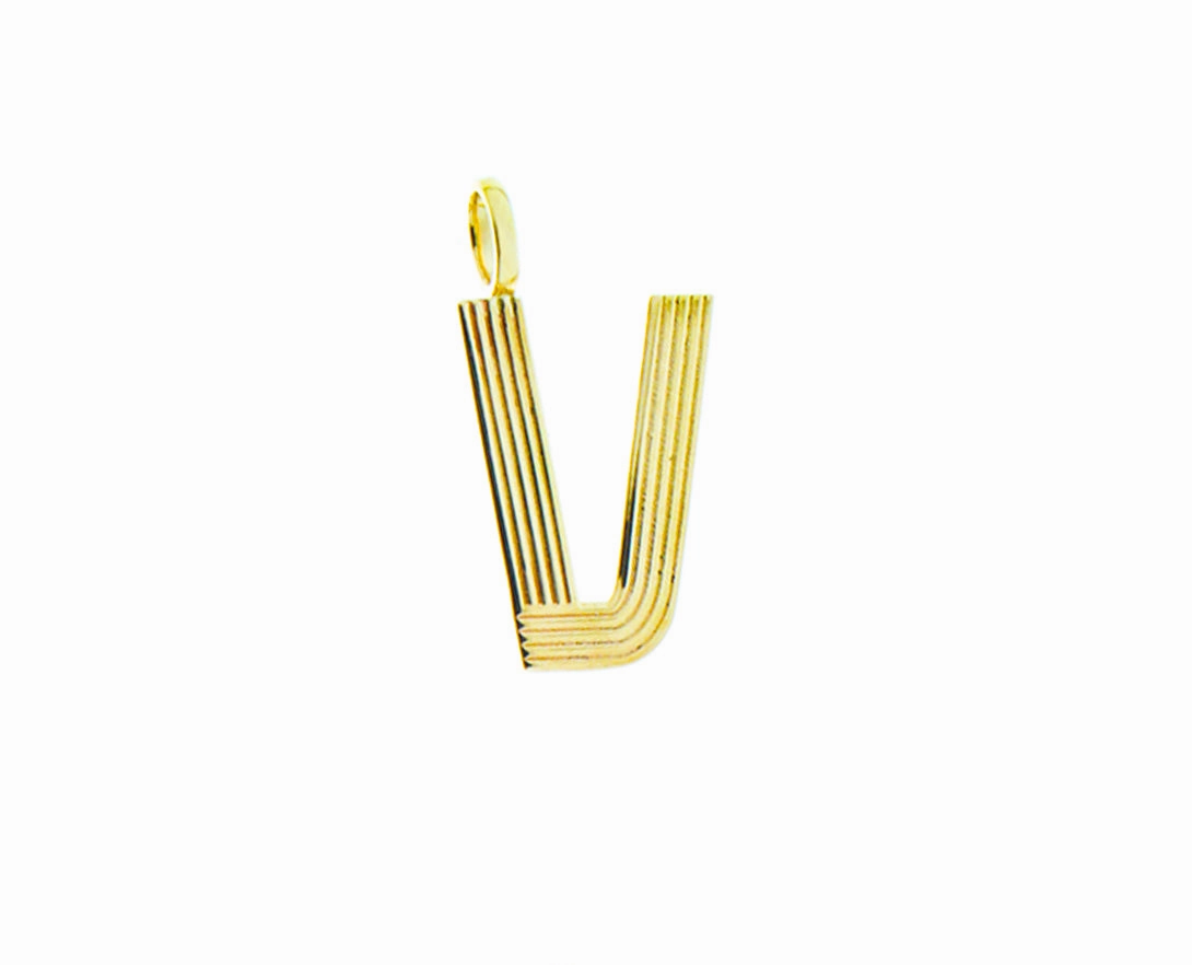Retro style yellow 9K letter pendants