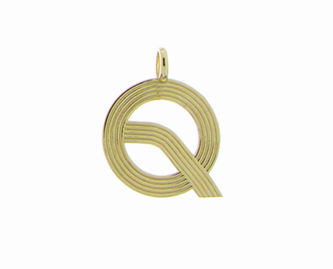 Retro style yellow 9K letter pendants