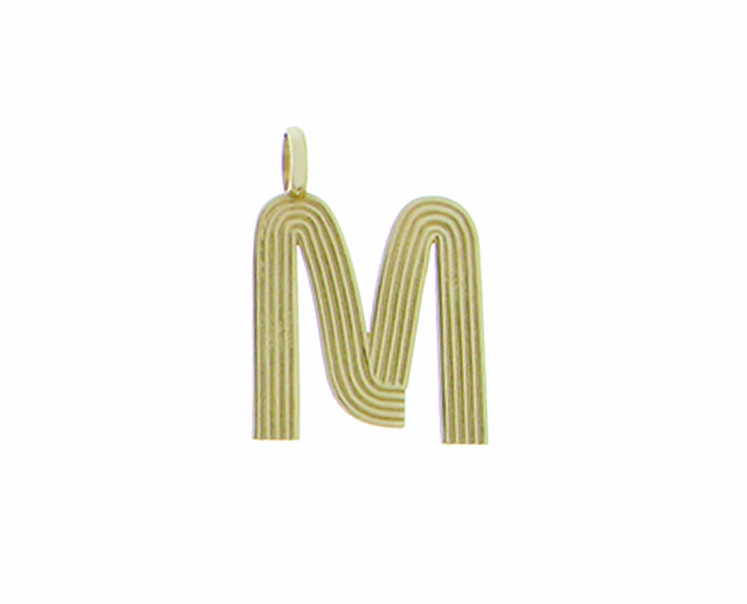 Retro style yellow 9K letter pendants