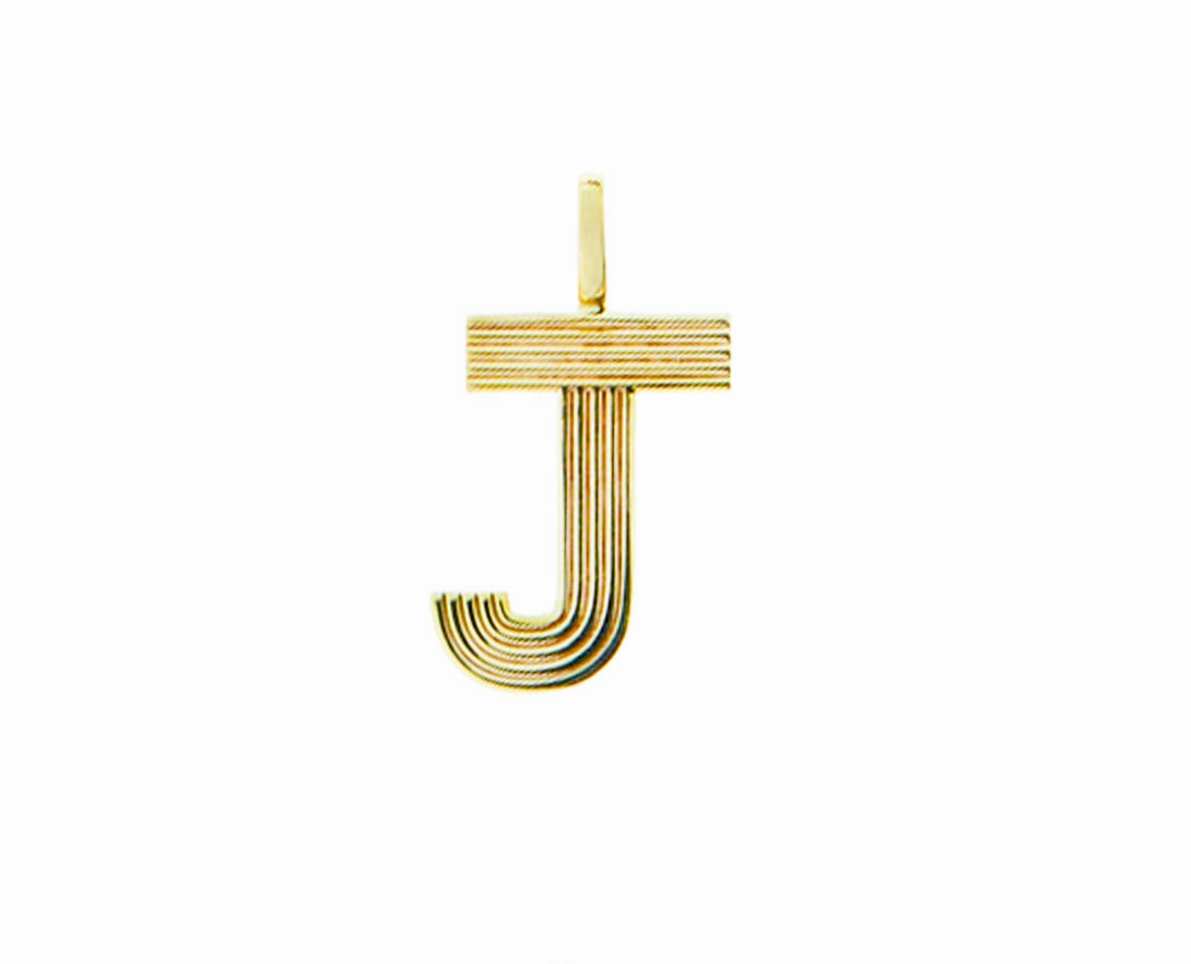 Retro style yellow 9K letter pendants
