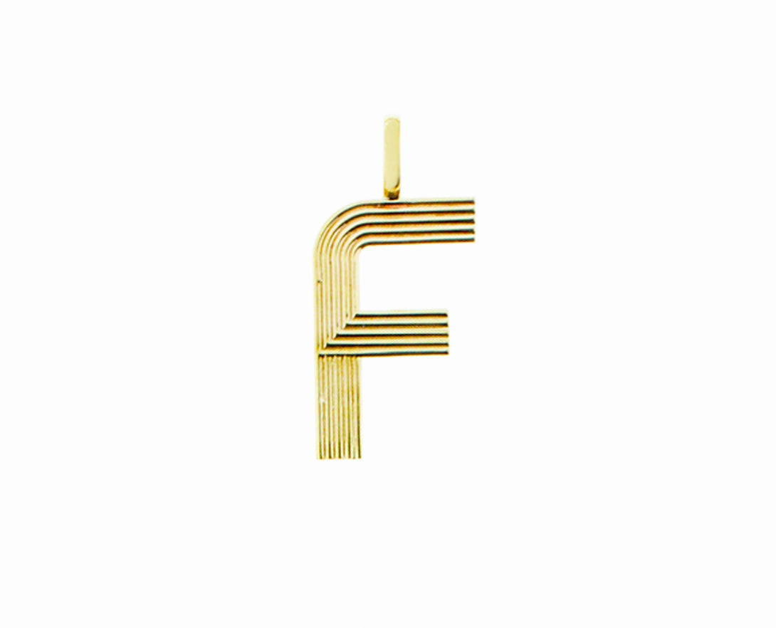 Retro style yellow 9K letter pendants