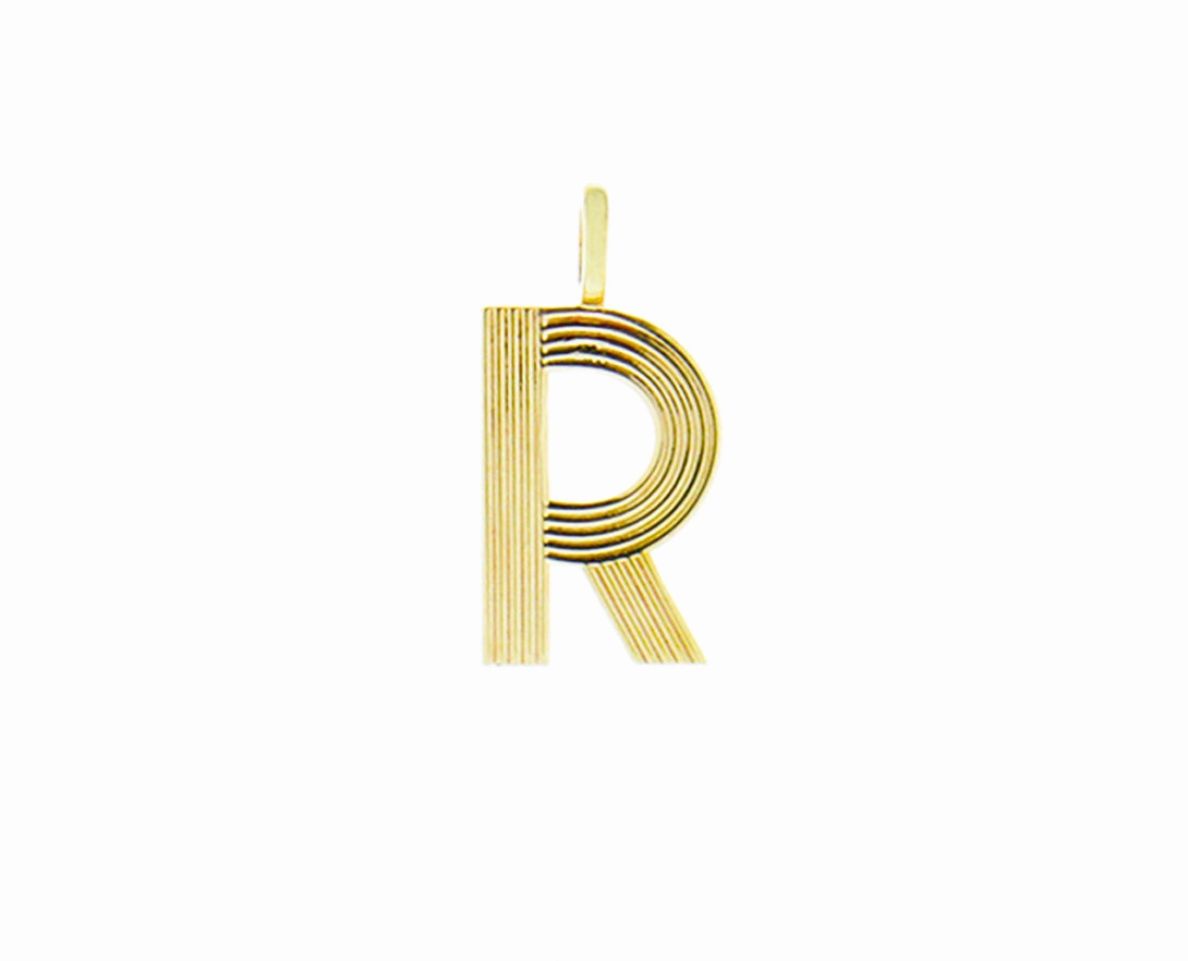 Retro style yellow 9K letter pendants