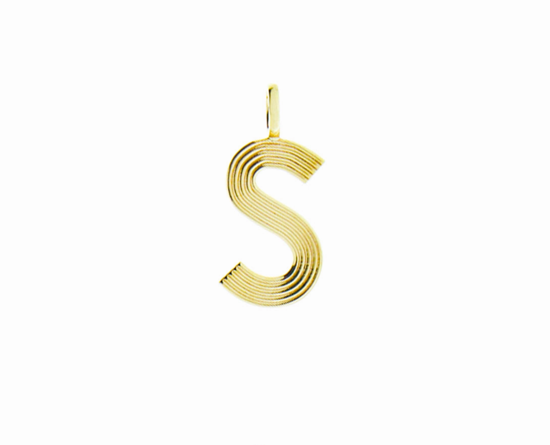 Retro style yellow 9K letter pendants