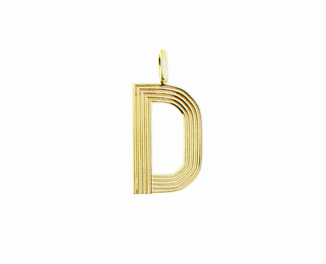 Retro style yellow 9K letter pendants