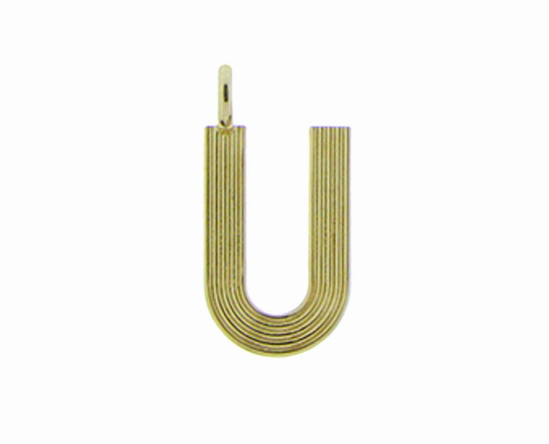 Retro style yellow 9K letter pendants