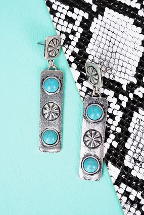 Ridgecrest Silvertone and Turquoise Earrings texture-rose-gold  