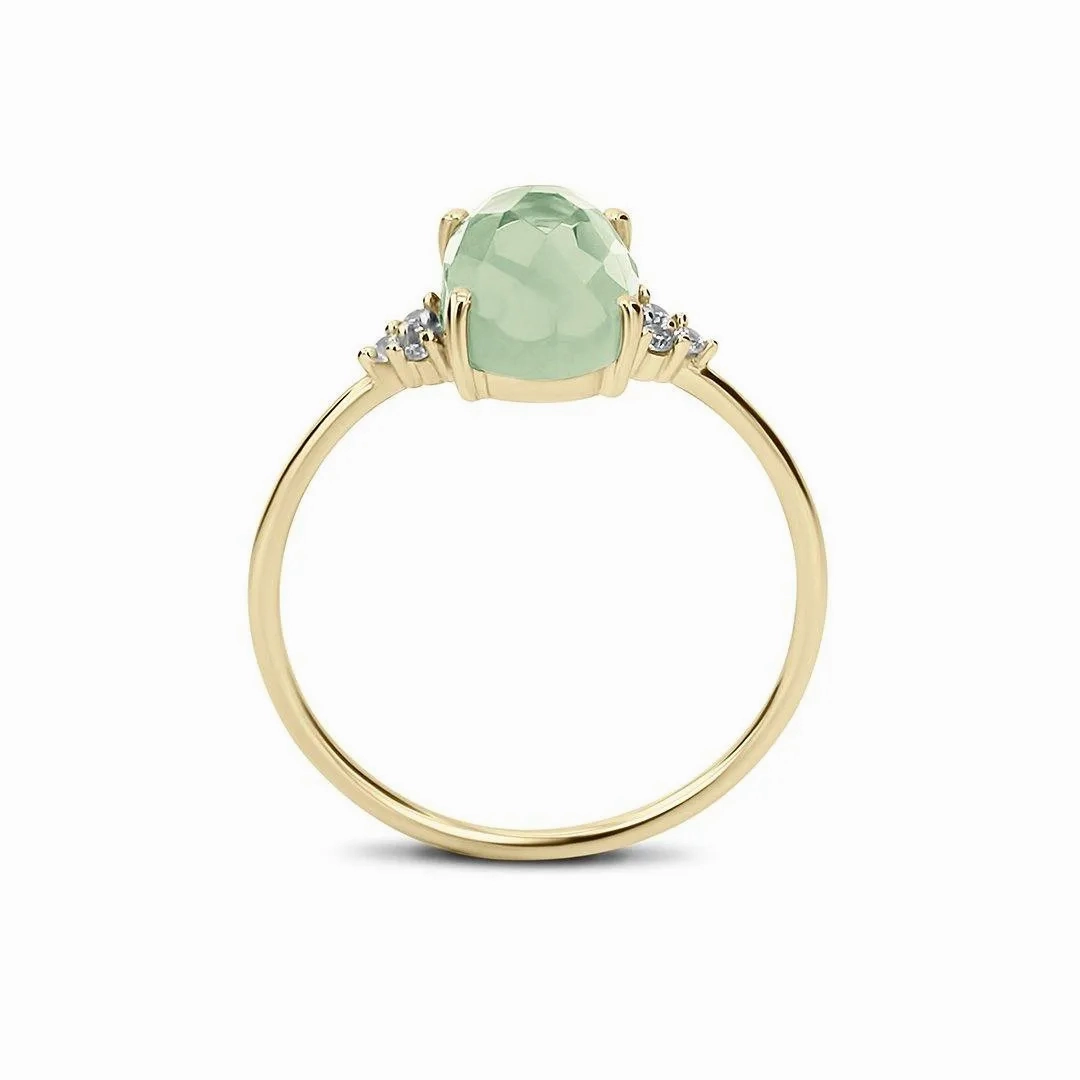 Ring in 925 silver gilded with 18k yellow gold assembled with green amethyst