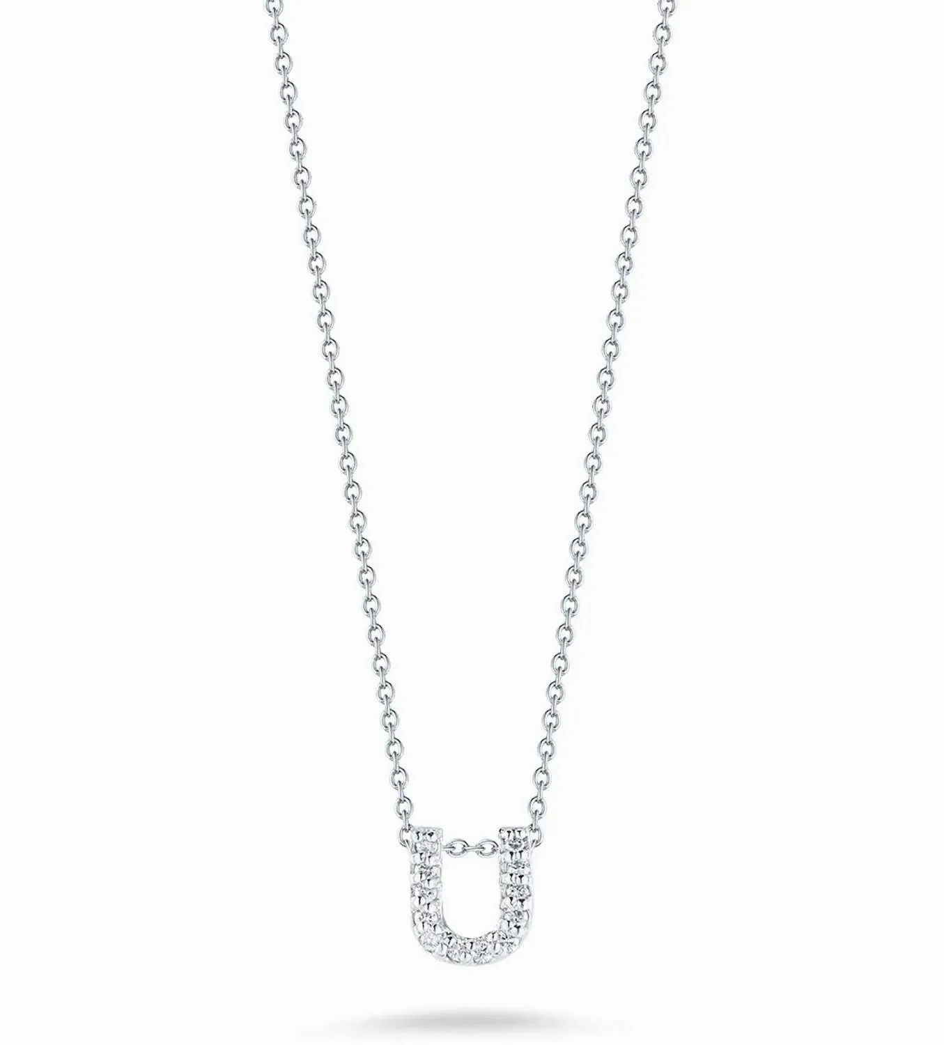 Roberto Coin 18K Diamond Love Letter &amp;#34;U&amp;#34; Necklace