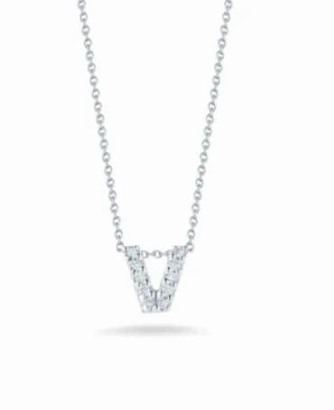 Roberto Coin 18K Diamond Love Letter &amp;#34;V&amp;#34; Necklace