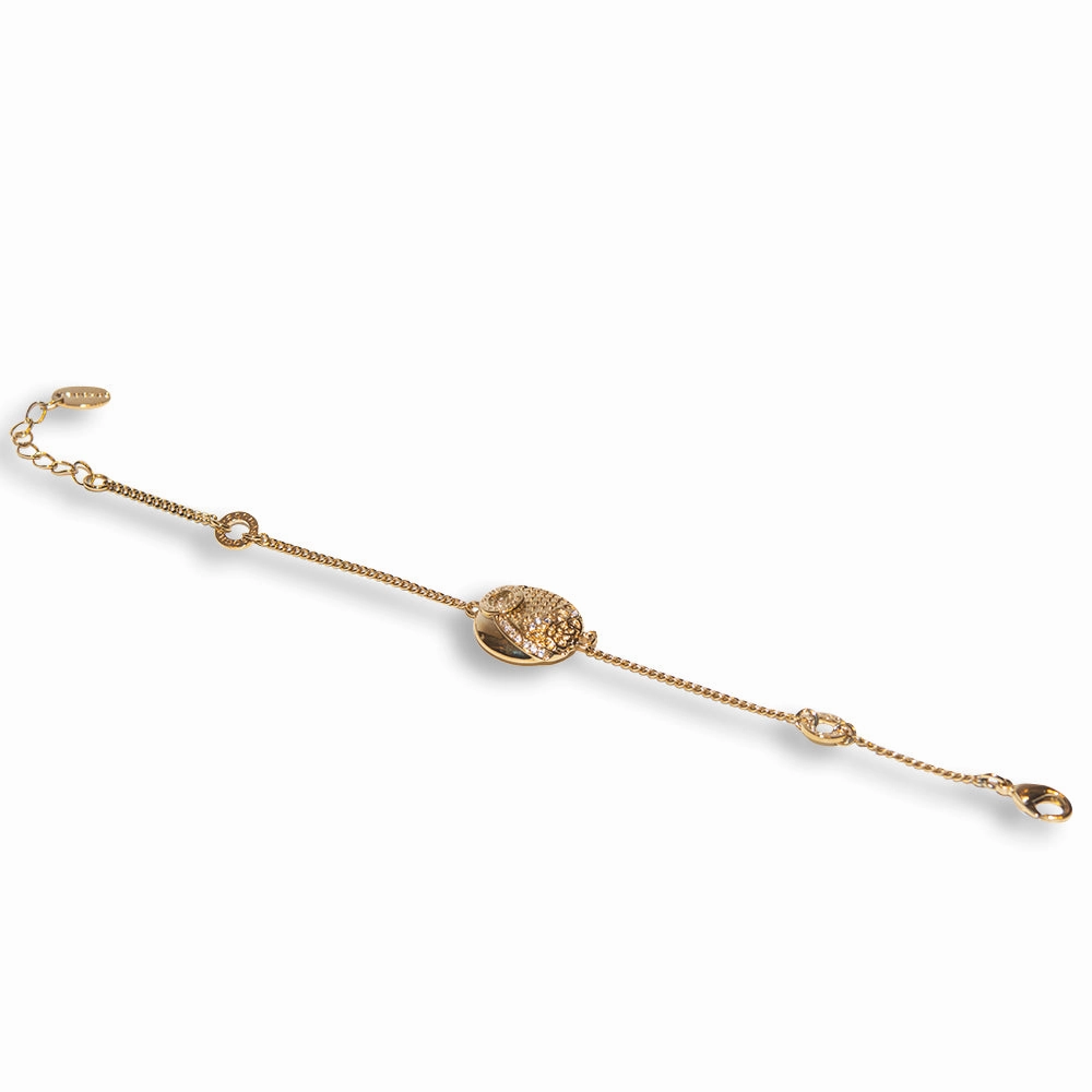 Rochas Ladies Bracelet Ip Gold Round Logo With Stones fashion-jewelry  