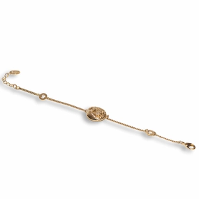 Rochas Ladies Bracelet Ip Gold Round Logo With Stones fashion-jewelry  