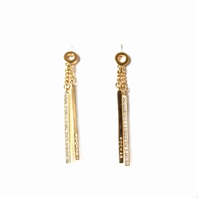 Rochas Ladies Fashion Accessories Earrings Gold Plated With Stone And Double Dangle Drop Design fashion-jewelry  