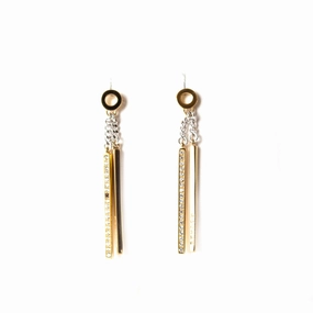 Rochas Ladies Fashion Accessories Earrings Gold With Stone And Dangle Drop Design fashion-jewelry  