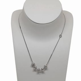 Rochas Ladies Necklace Silver Color With Round Pendant With Stone fashion-jewelry  