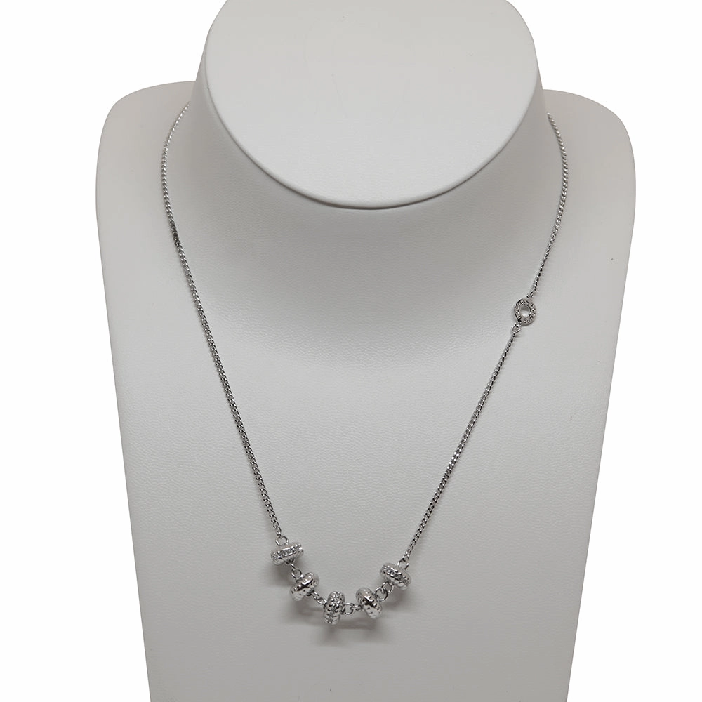 Rochas Ladies Necklace Silver Color With Round Pendant With Stone fashion-jewelry  