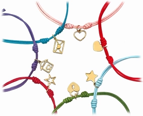 Rope bracelets with dangling yellow gold charms hand-chain-bracelet  