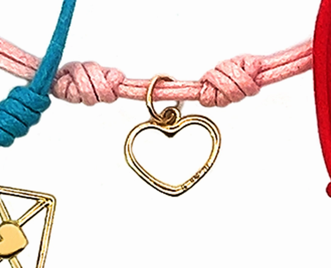 Rope bracelets with dangling yellow gold charms