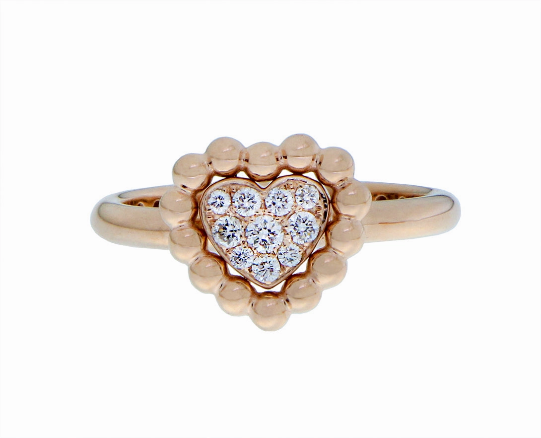 Rose and yellow gold heart rings with pink sapphire or diamonds