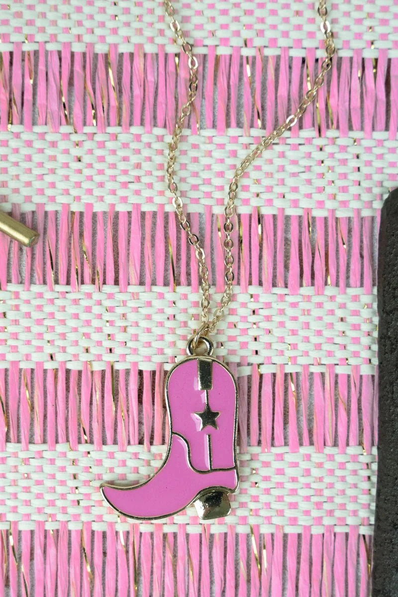 Rose Cattlemountain Boot Goldtone Necklace texture-rose-gold  