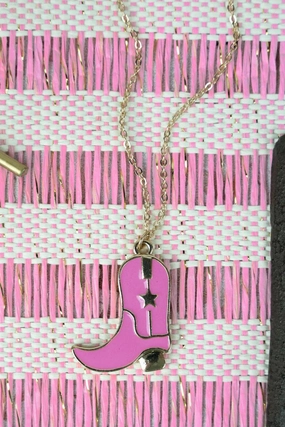 Rose Cattlemountain Boot Goldtone Necklace texture-rose-gold  