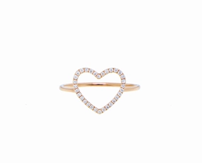 Rose gold and diamond rings with a big or small heart hand-chain-bracelet  
