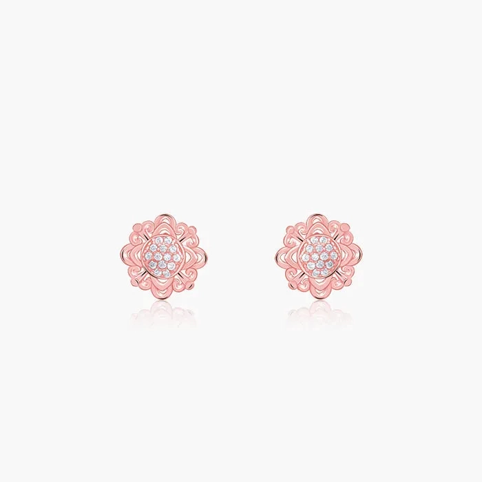 Rose Gold Bergenia Filigree Earrings