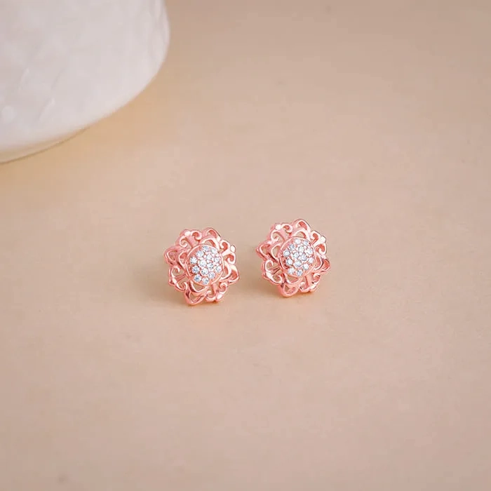 Rose Gold Bergenia Filigree Earrings