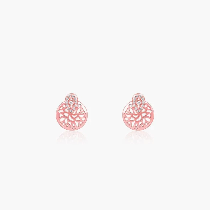 Rose Gold Circular Drop Filigree Earrings