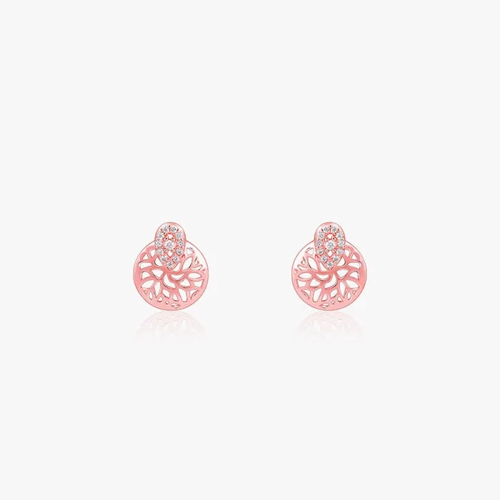 Rose Gold Circular Drop Filigree Earrings