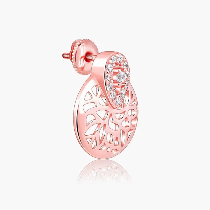 Rose Gold Circular Drop Filigree Earrings