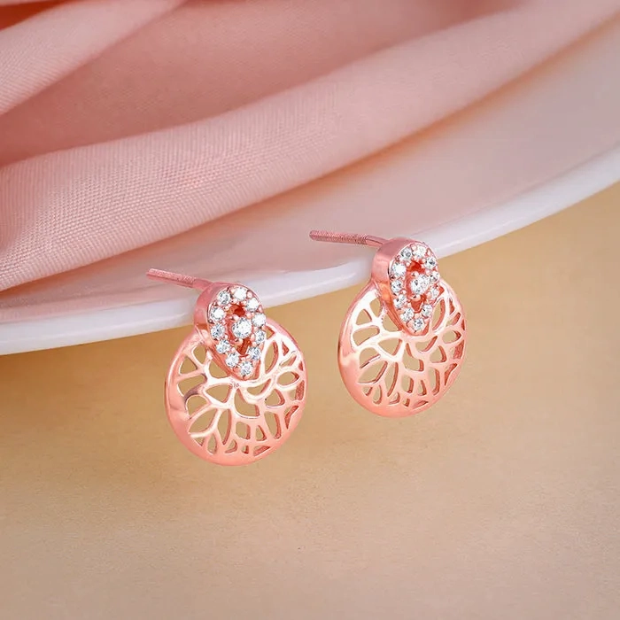 Rose Gold Circular Drop Filigree Earrings